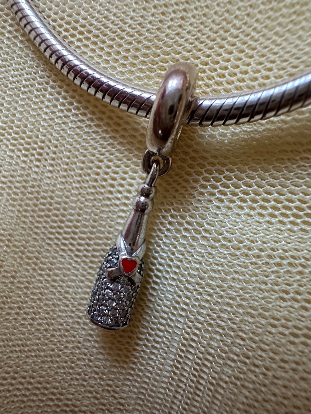 Pandora Silver Bracelet with Sparkling Champagne Bottle Charm Box Included - Picture 4 of 5